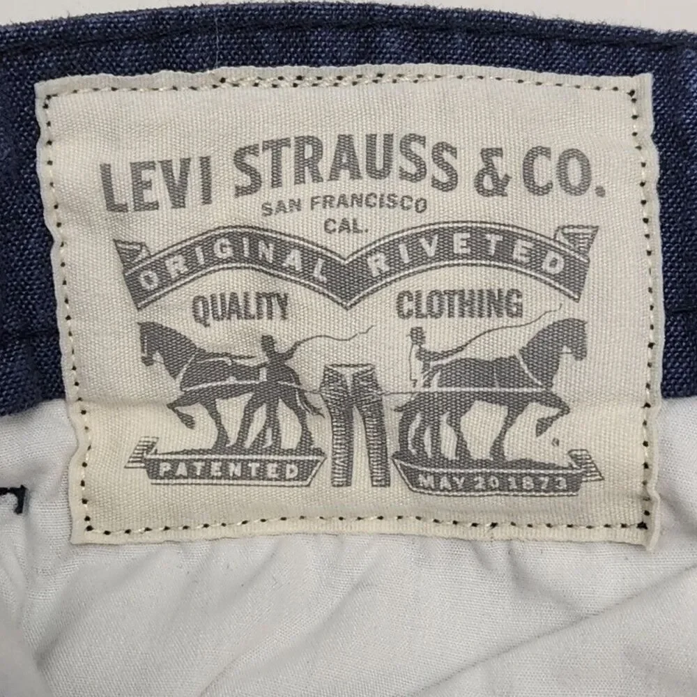 Levi's Cargo Shorts Men Sz 36 Flat Front Blue Textured Chino 11
